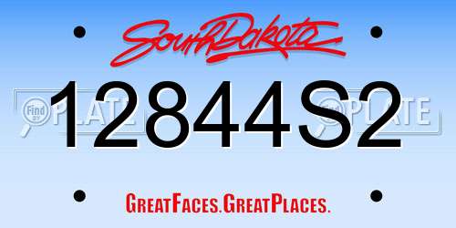 12844S2 South Dakota License Plate
