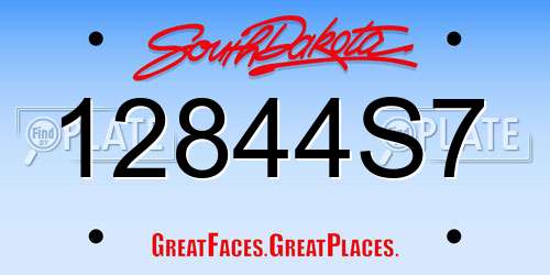 12844S7 South Dakota License Plate
