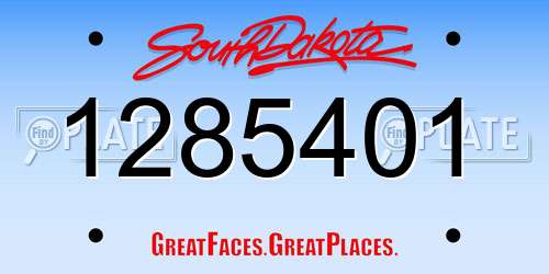 1285401 South Dakota License Plate