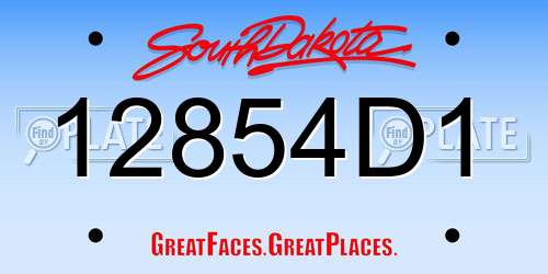 12854D1 South Dakota License Plate