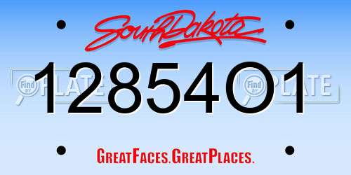 12854O1 South Dakota License Plate