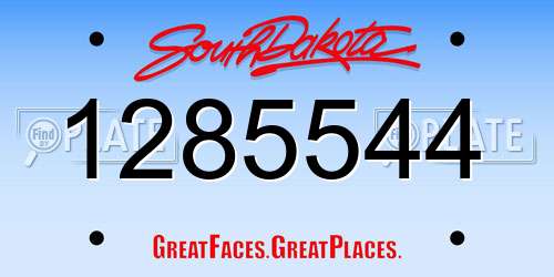 1285544 South Dakota License Plate