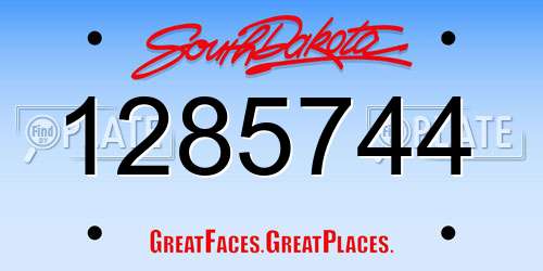 1285744 South Dakota License Plate