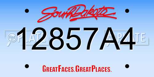 12857A4 South Dakota License Plate
