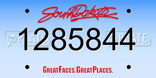 1285844 South Dakota License Plate