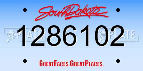 1286102 South Dakota License Plate
