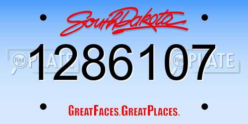 1286107 South Dakota License Plate
