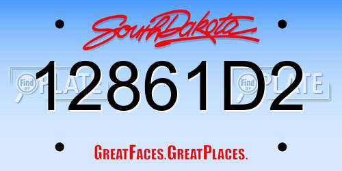 12861D2 South Dakota License Plate