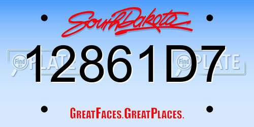 12861D7 South Dakota License Plate