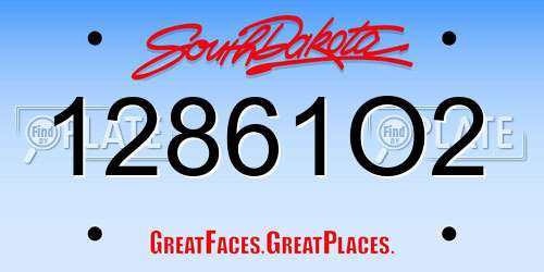 12861O2 South Dakota License Plate