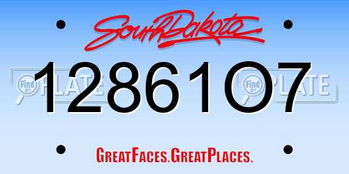 12861O7 South Dakota License Plate