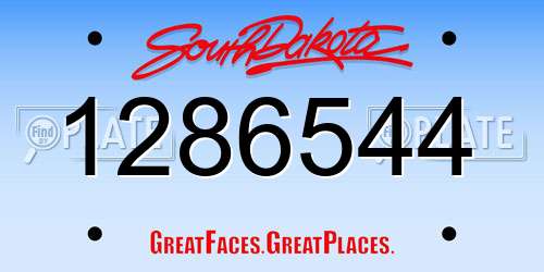 1286544 South Dakota License Plate