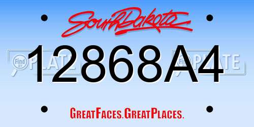 12868A4 South Dakota License Plate