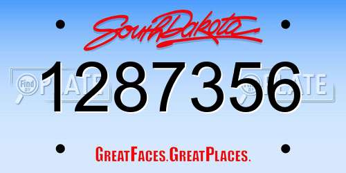 1287356 South Dakota License Plate