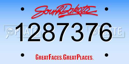 1287376 South Dakota License Plate