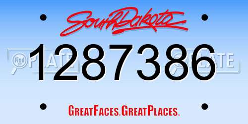 1287386 South Dakota License Plate