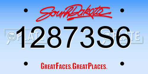 12873S6 South Dakota License Plate