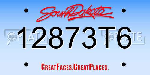 12873T6 South Dakota License Plate