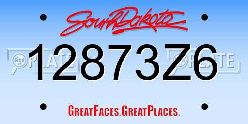 12873Z6 South Dakota License Plate
