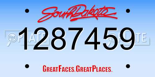 1287459 South Dakota License Plate