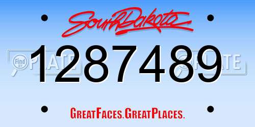 1287489 South Dakota License Plate