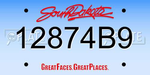 12874B9 South Dakota License Plate