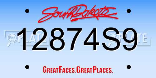 12874S9 South Dakota License Plate