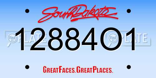 12884O1 South Dakota License Plate