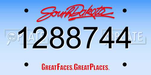 1288744 South Dakota License Plate
