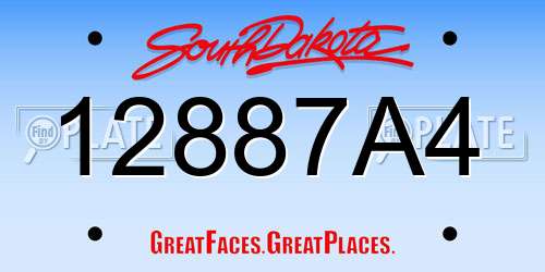 12887A4 South Dakota License Plate