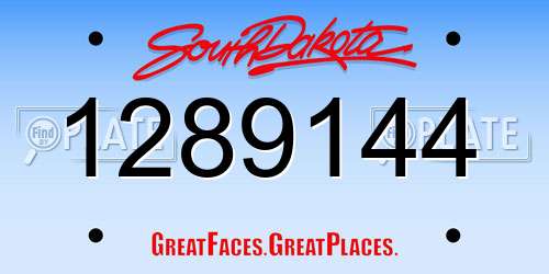 1289144 South Dakota License Plate