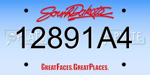 12891A4 South Dakota License Plate
