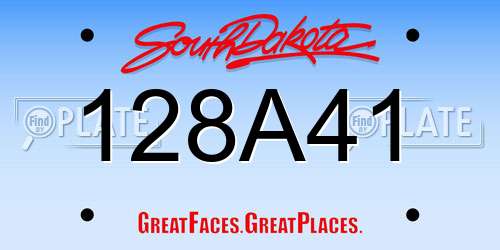 128A41 South Dakota License Plate