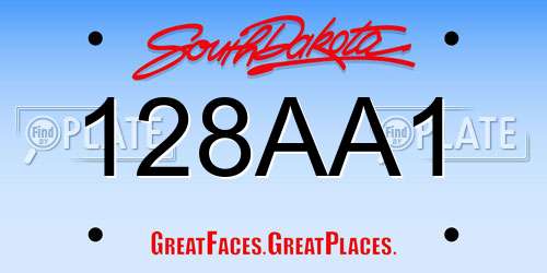 128AA1 South Dakota License Plate