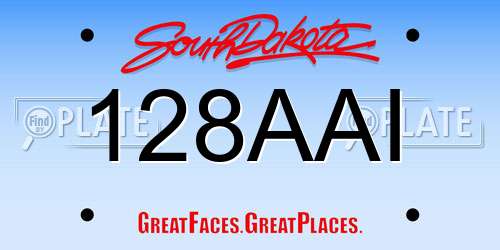 128AAI South Dakota License Plate