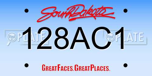 128AC1 South Dakota License Plate