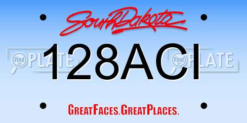 128ACI South Dakota License Plate