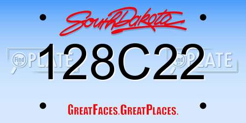 128C22 South Dakota License Plate