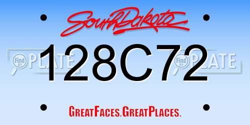 128C72 South Dakota License Plate