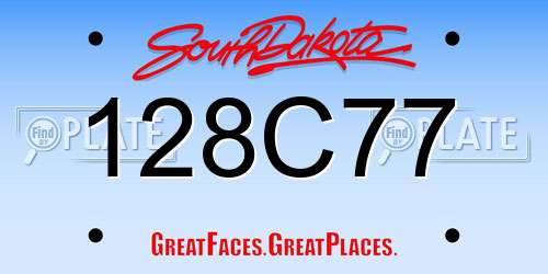 128C77 South Dakota License Plate
