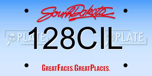 128CIL South Dakota License Plate
