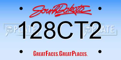 128CT2 South Dakota License Plate