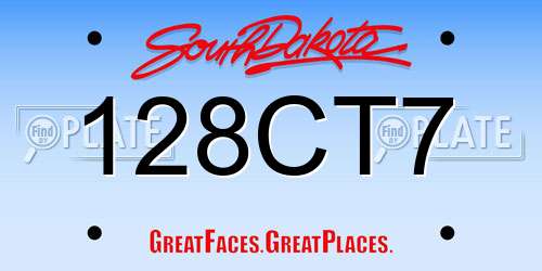 128CT7 South Dakota License Plate