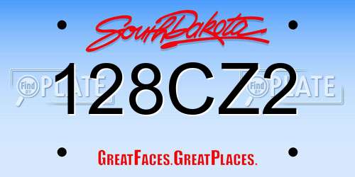 128CZ2 South Dakota License Plate