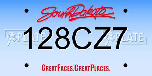 128CZ7 South Dakota License Plate