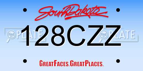 128CZZ South Dakota License Plate