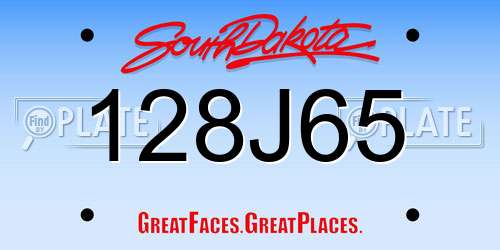 128J65 South Dakota License Plate