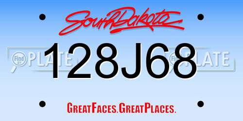 128J68 South Dakota License Plate