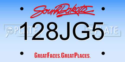 128JG5 South Dakota License Plate