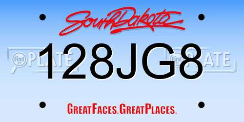 128JG8 South Dakota License Plate